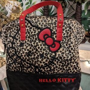 VINTAGE- LOUNGE FLY-Hello Kitty Leopard Print Tote with Red and Black Accents